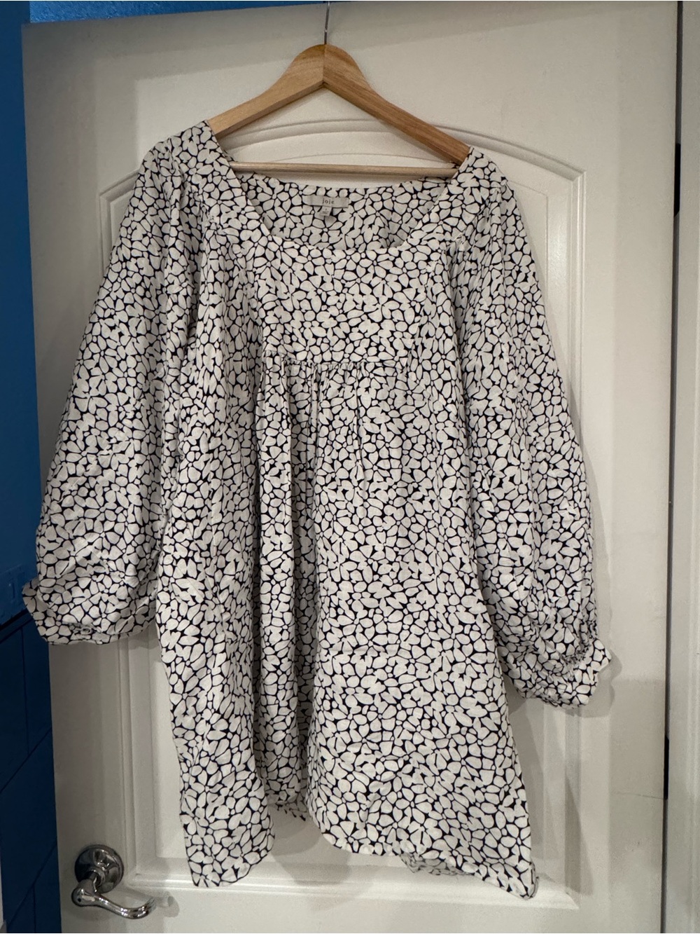Joie Black and White Abstract Floral Babydoll Dress
